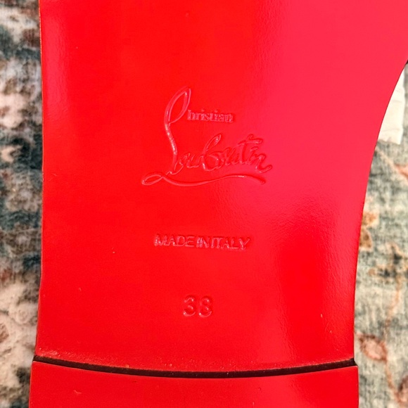 NEW Christian Louboutin Black Leather Logo Slides Sandals| EU 38 (US 7.5–8) - Picture 3 of 8